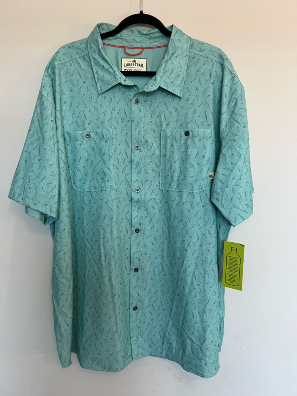 Lake & Trail Teal Short Sleeve Button-Down Shirt Size 3X